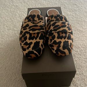 Linea Paolo Annie leather/ calf skin cheetah mules size 6.5